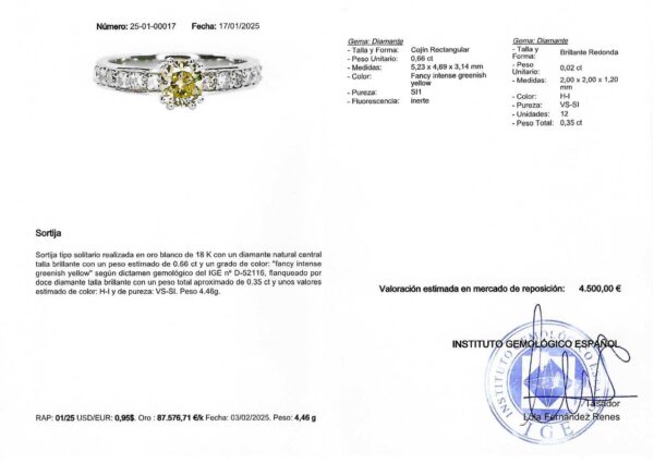 SOLITARIO DIAMANTE FANCY YELLOW - Imagen 6