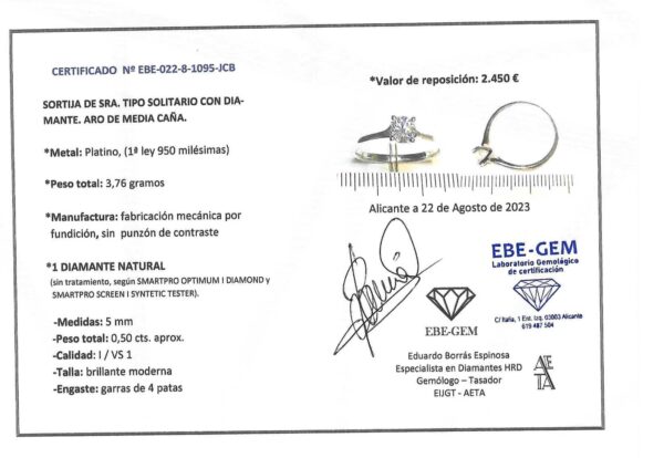 SOLITARIO PLATINO CON BRILLANTE - Imagen 6
