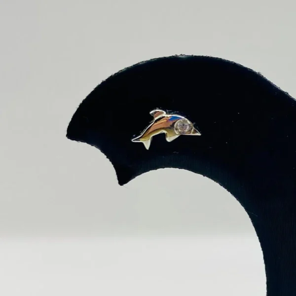 PENDIENTES DELFIN ORO BLANCO CON BRILLANTE - Imagen 3