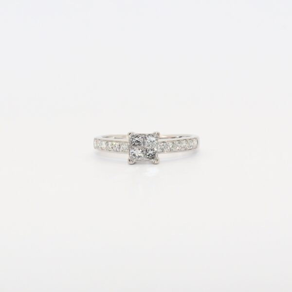 SOLITARIO ORO BLANCO CON DIAMANTES - Imagen 2