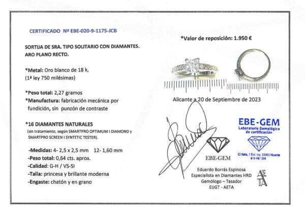 SOLITARIO ORO BLANCO CON DIAMANTES - Imagen 6