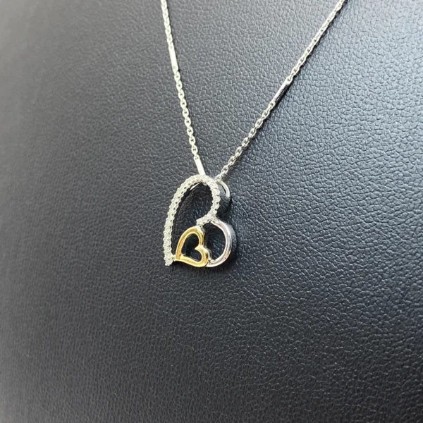 CADENA ORO BLANCO CON DIJE CORAZON CON DIAMANTES - Imagen 2